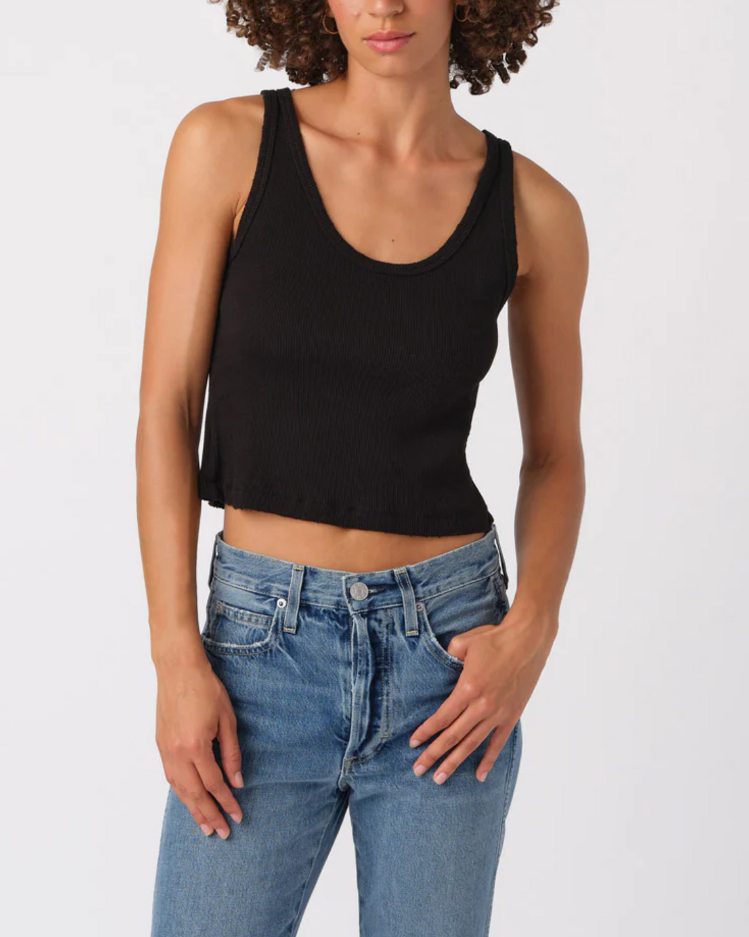 Crop Rib Tank | Black