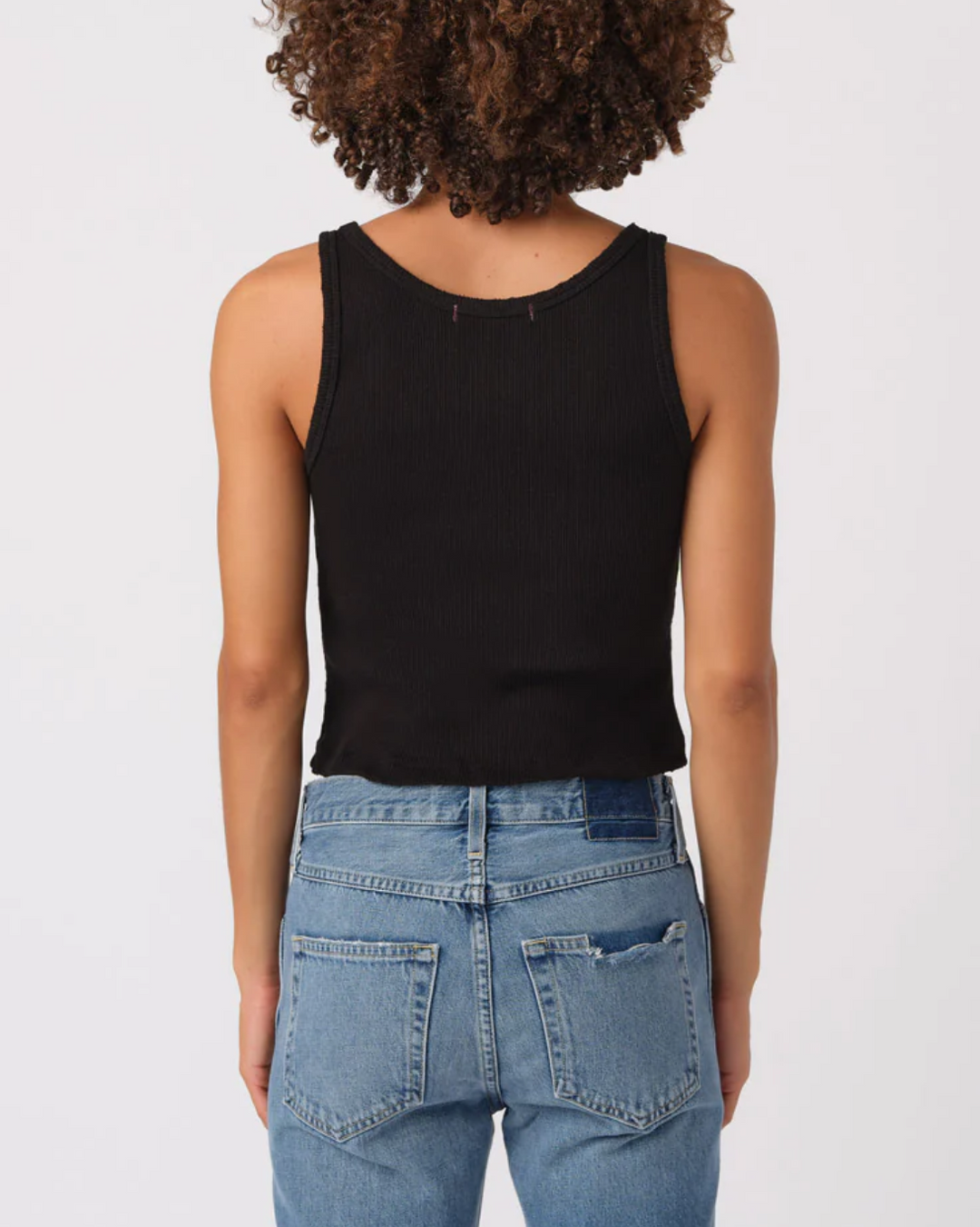 Crop Rib Tank | Black