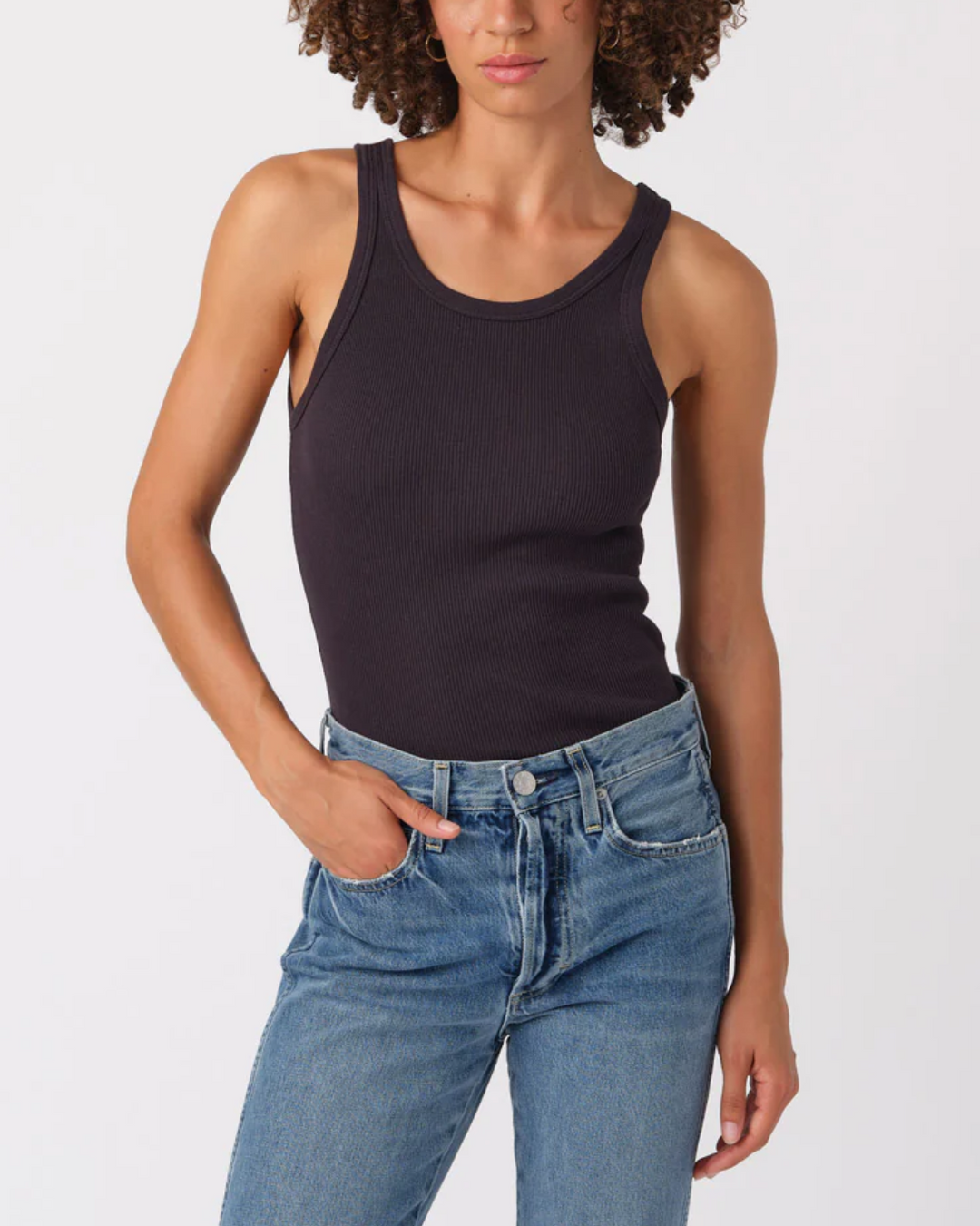 Long Rib Tank | Vintage Black