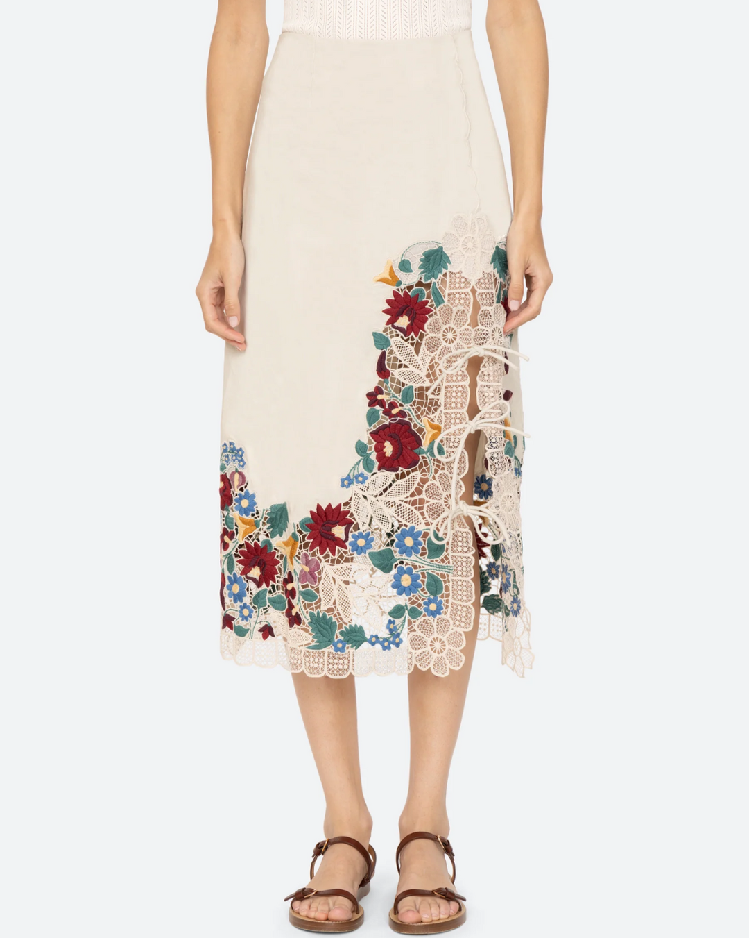 Katharine Embroidery Tie Skirt | Multi