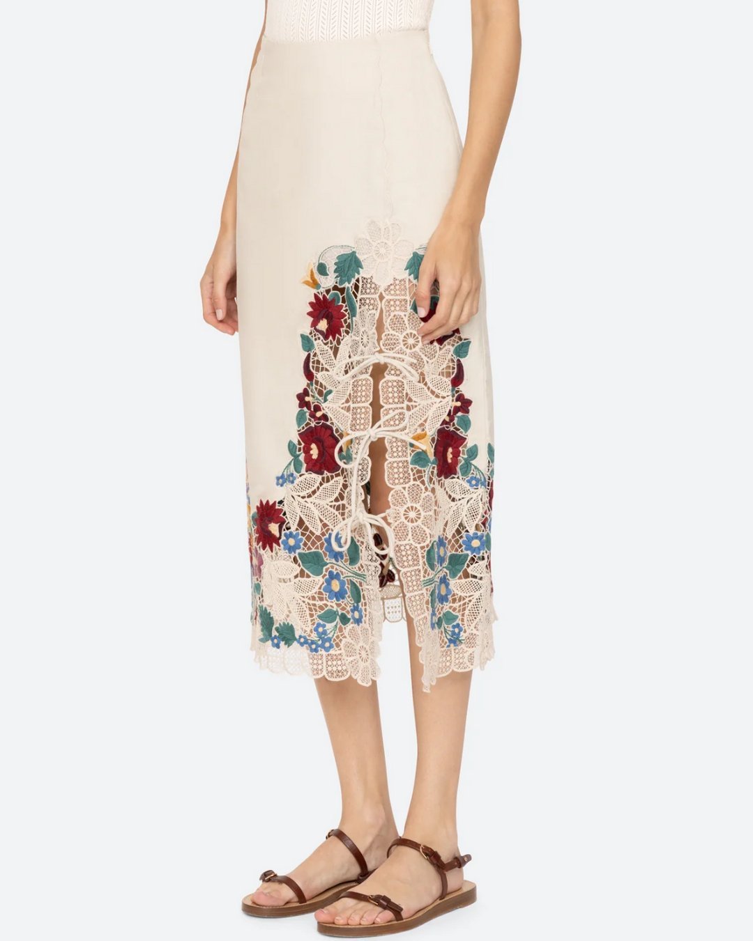 Katharine Embroidery Tie Skirt | Multi