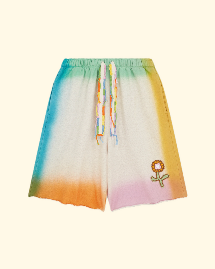 Jogging Short with Dyed Seams | Beige Multi