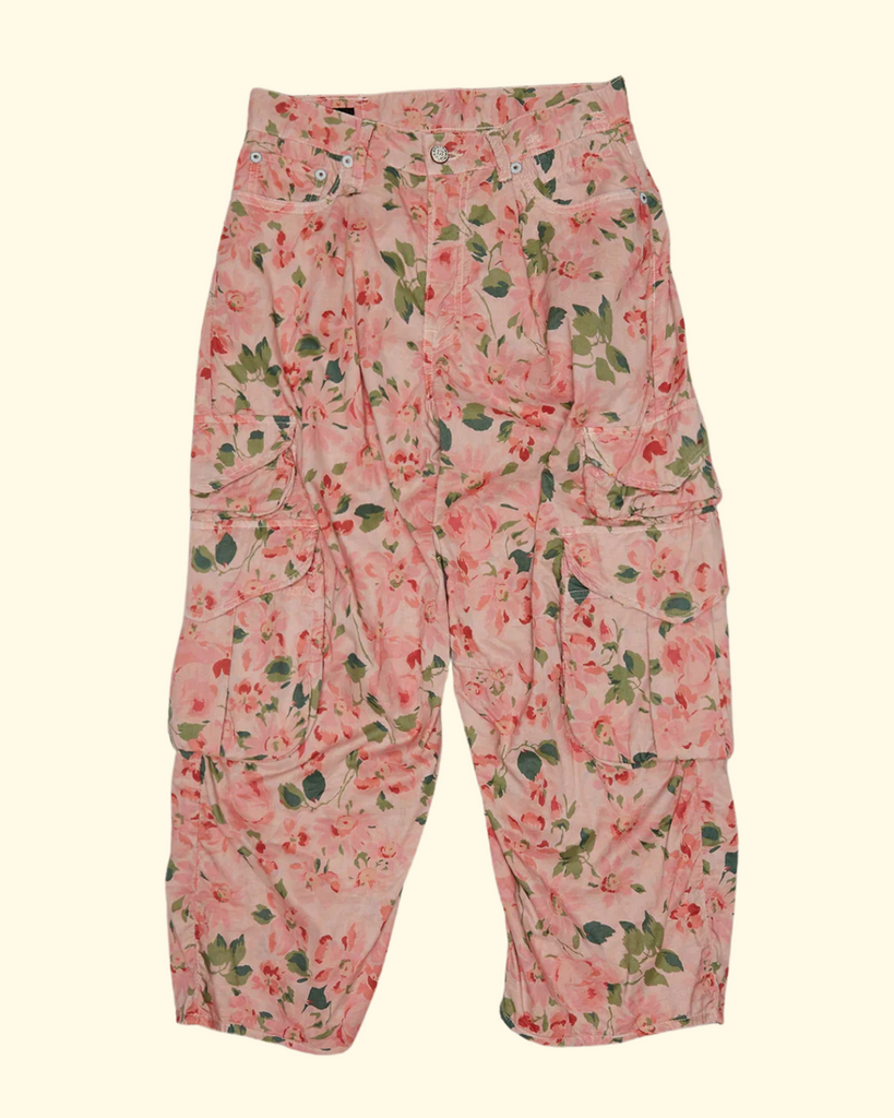 Cropped Multi Pocket Cargo | Pink Layered Floral – Wrightsmb