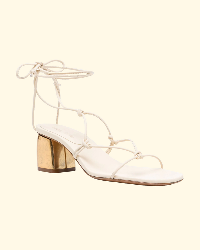 Golden Heel String Sandals | Ivory