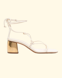 Golden Heel String Sandals | Ivory