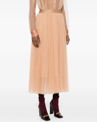 Tulle Pliss Skirt | Nude