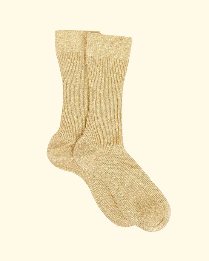 Ribbed Ankle Socks | Gold