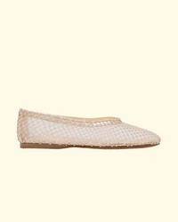 Strass Mesh Ankle Ballerina | Nude