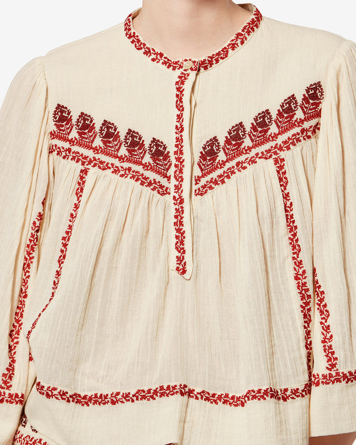 Juline Top | Beige/Red