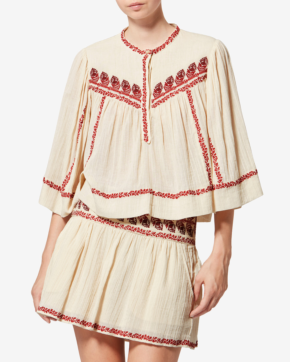 Juline Top | Beige/Red
