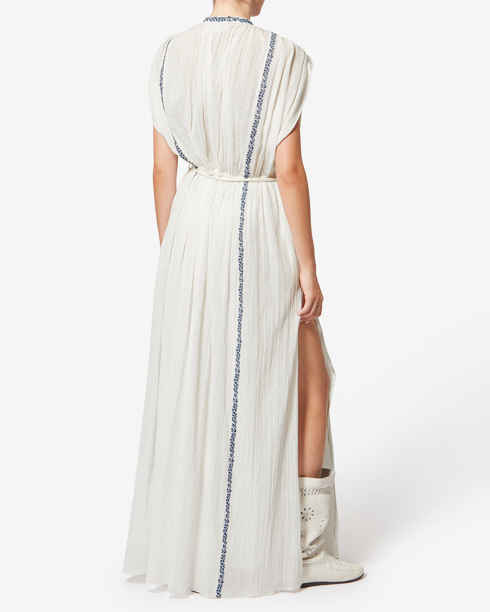 Liviane Dress | Ecru/Blue