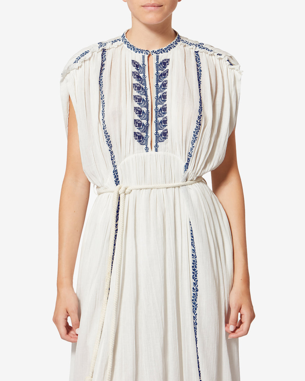 Liviane Dress | Ecru/Blue