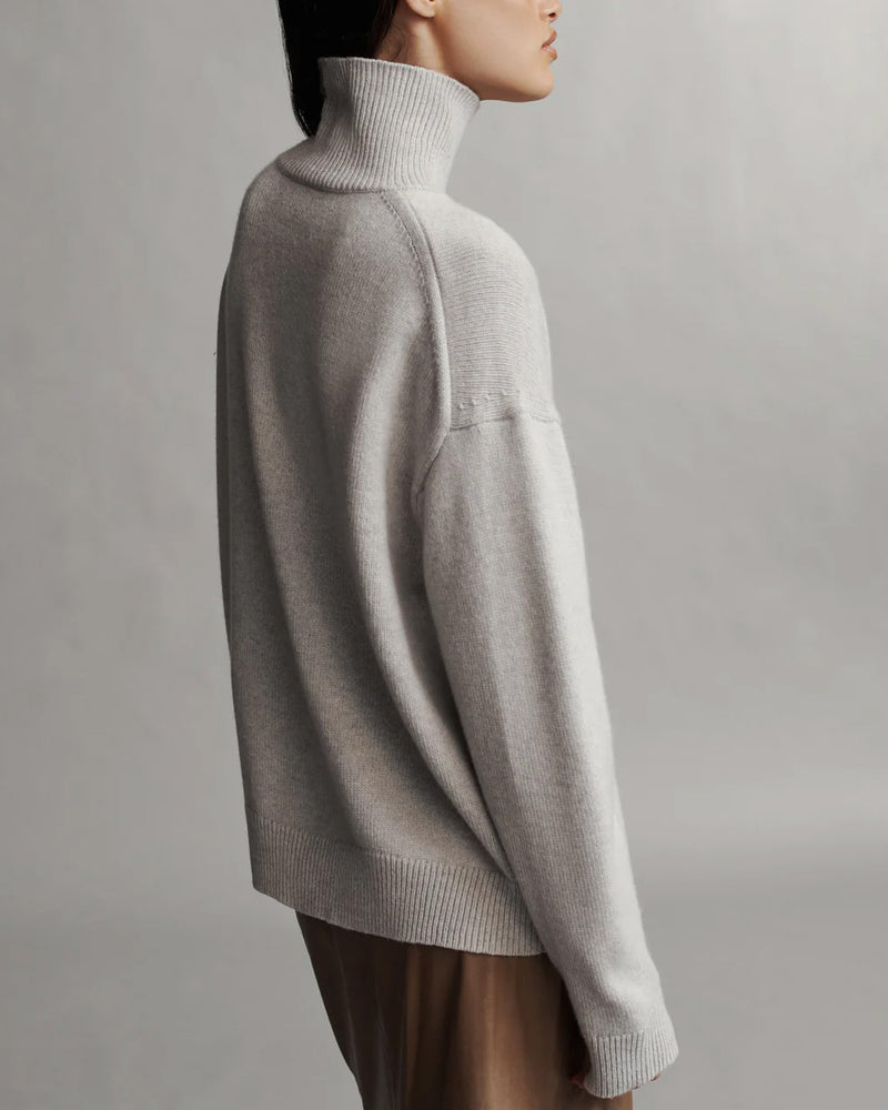 New Perfect Turtleneck | White Heather Grey