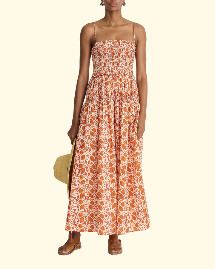 Laloux Smocked Maxi | Night Blooms Sorbet