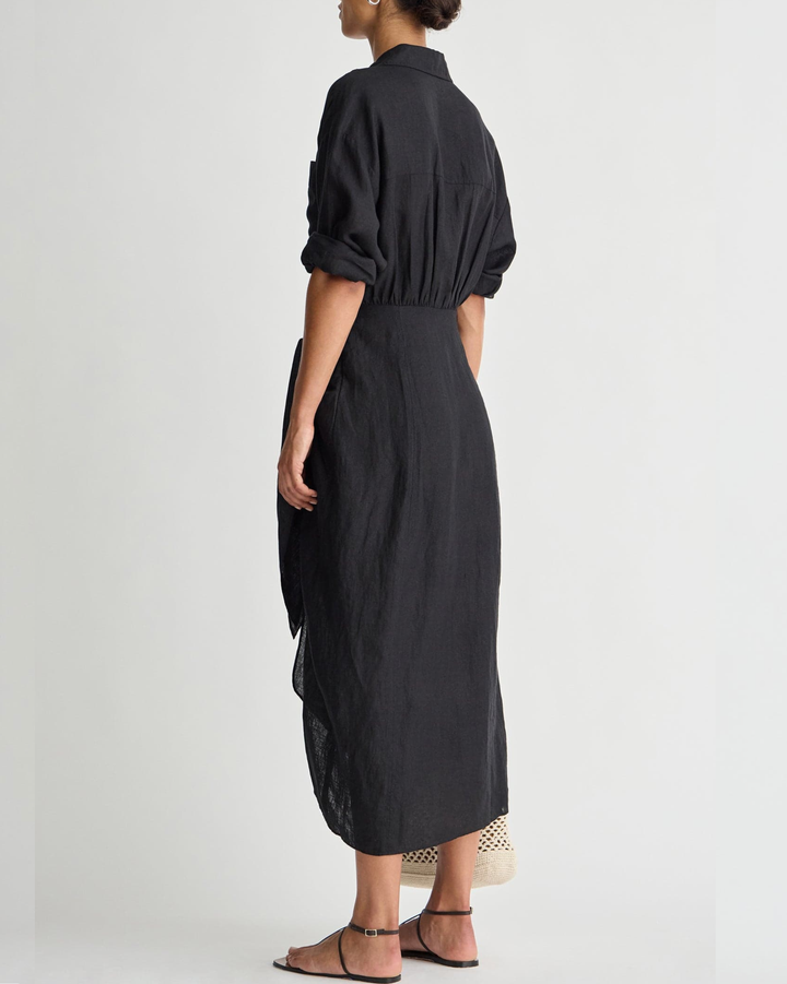 Alessandra Sarong Shirt Dress | Black