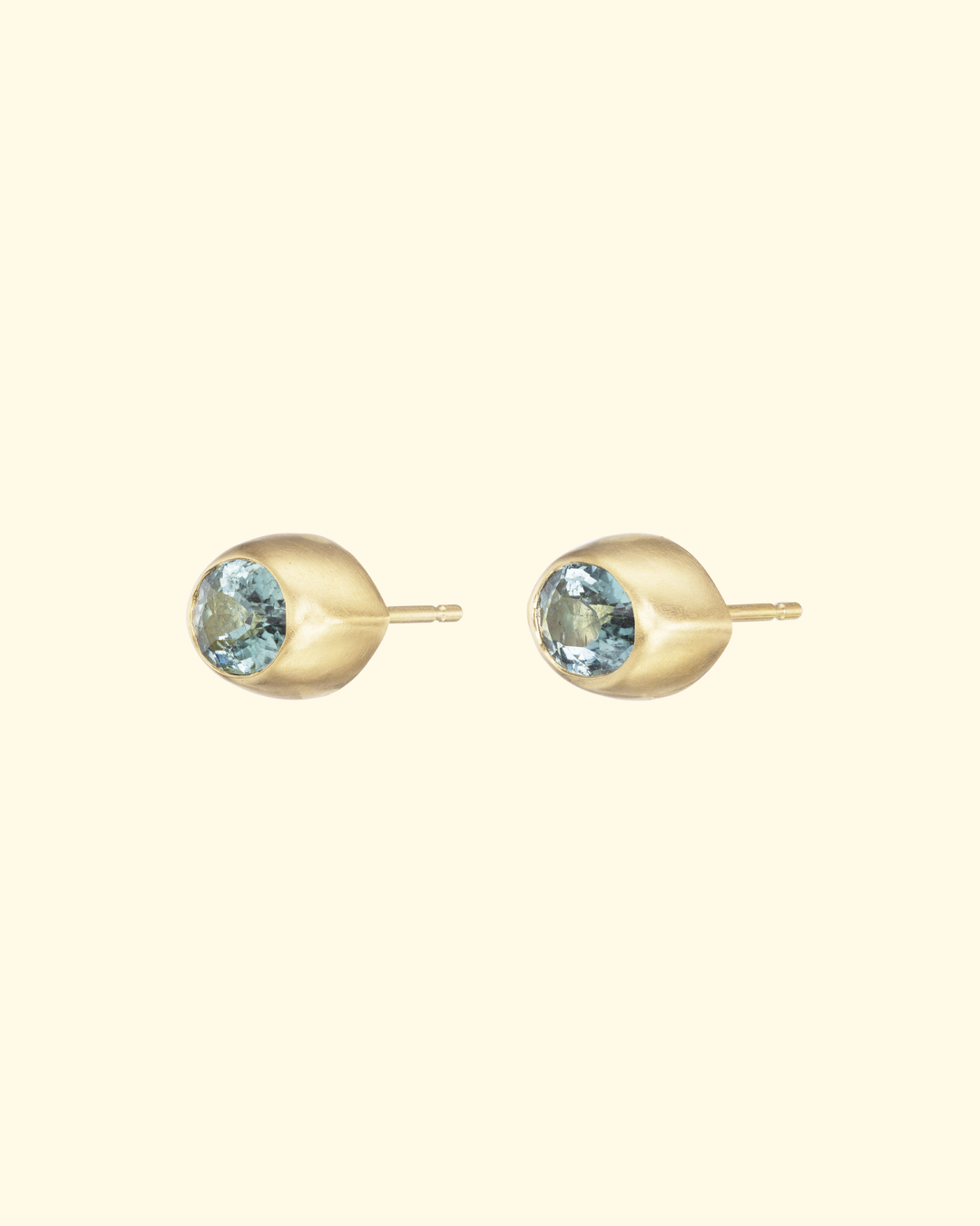 Blue Tourmaline Eye Studs | 18k Yellow Gold
