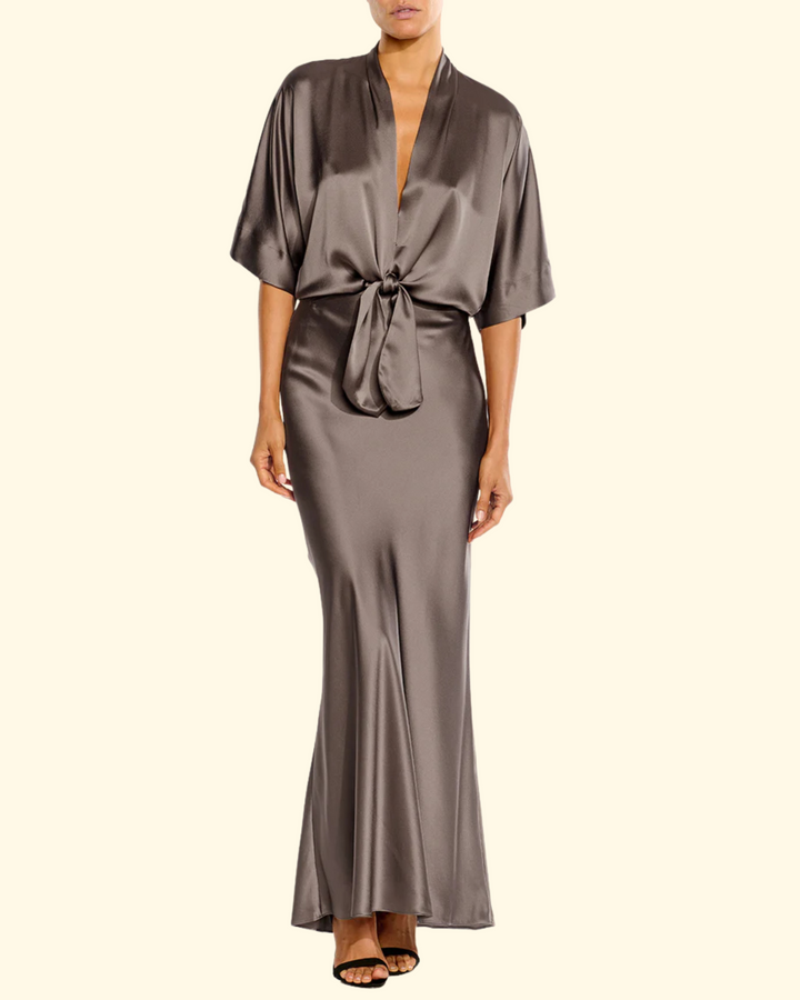 Dolman Tie Front Blouse | Steel