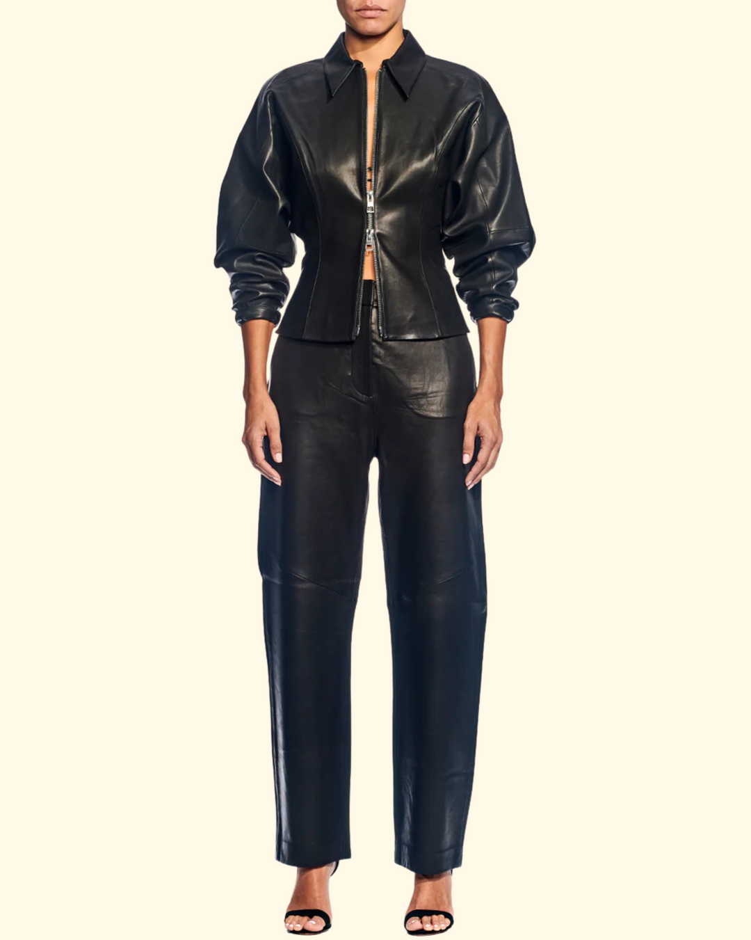 Fitted Leather Jacket | Black