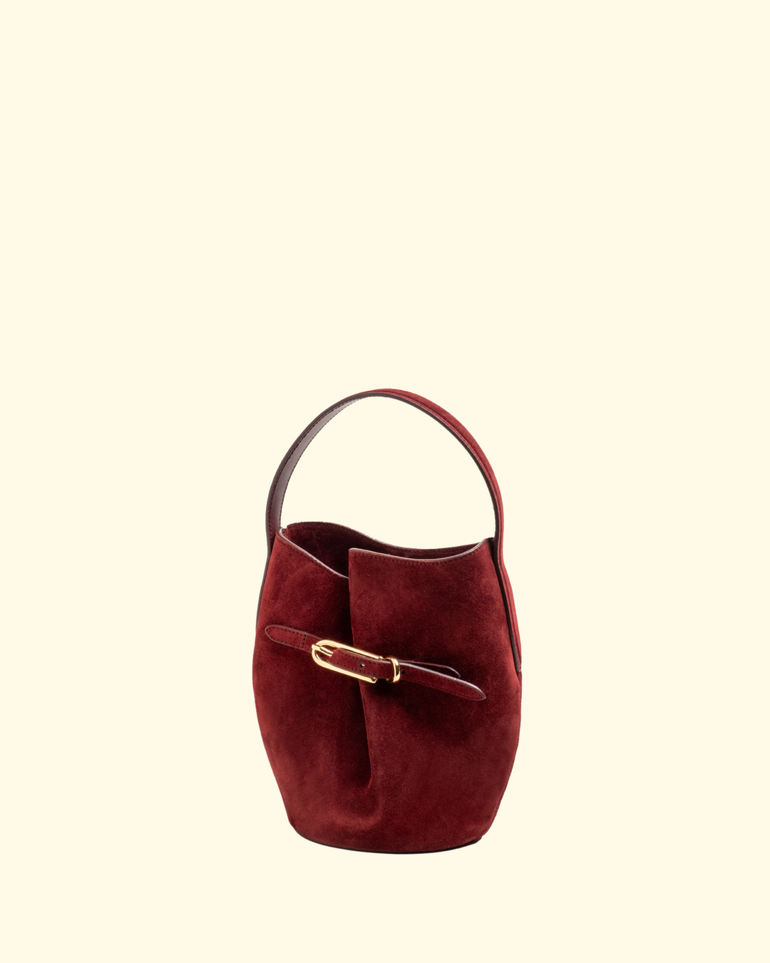 Belted Bucket Bag Mini | Maroon Suede