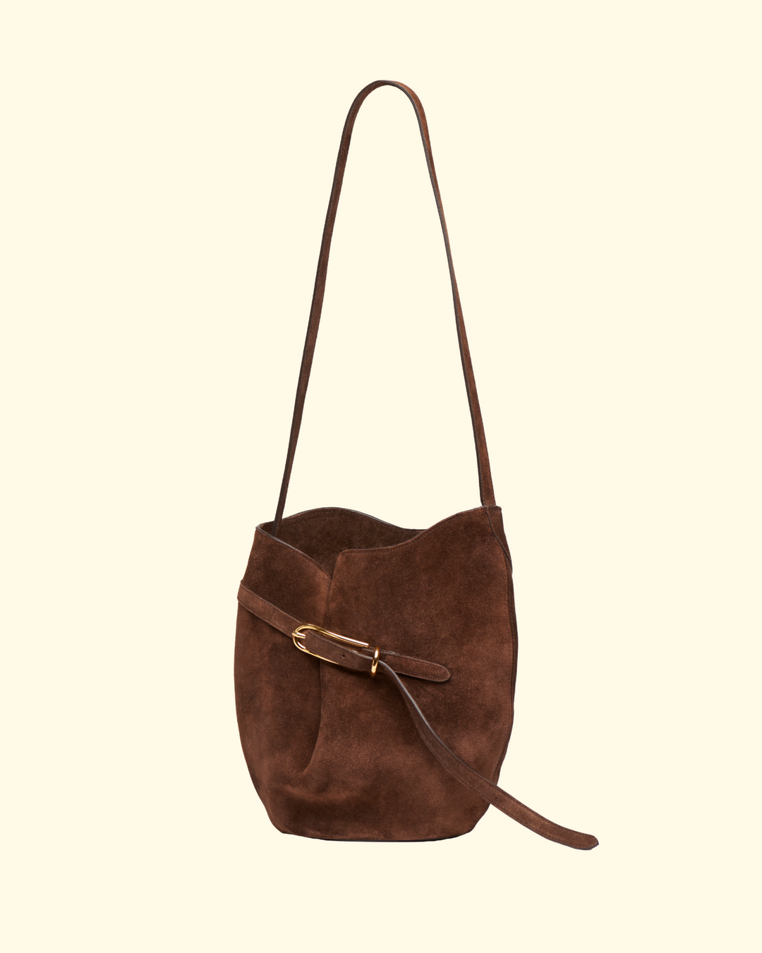 Belted Bucket Bag | Dark Brown Suede