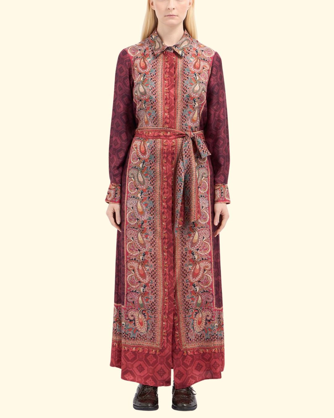 Aloe Shirt Dress Silk | Red Multi Color