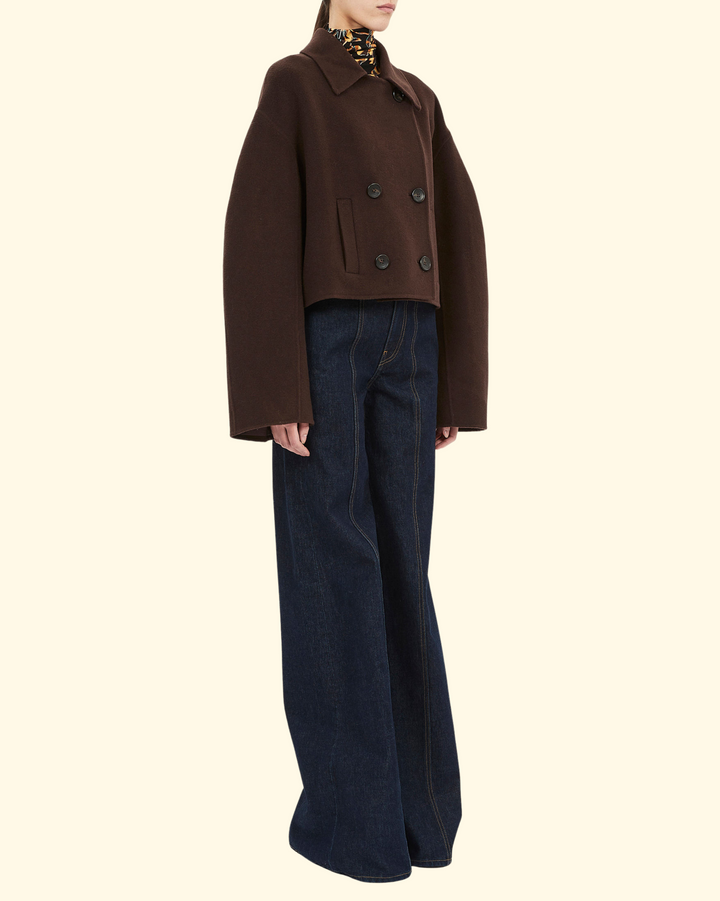 Marta Double Faced Wool Cropped Coat | Sable