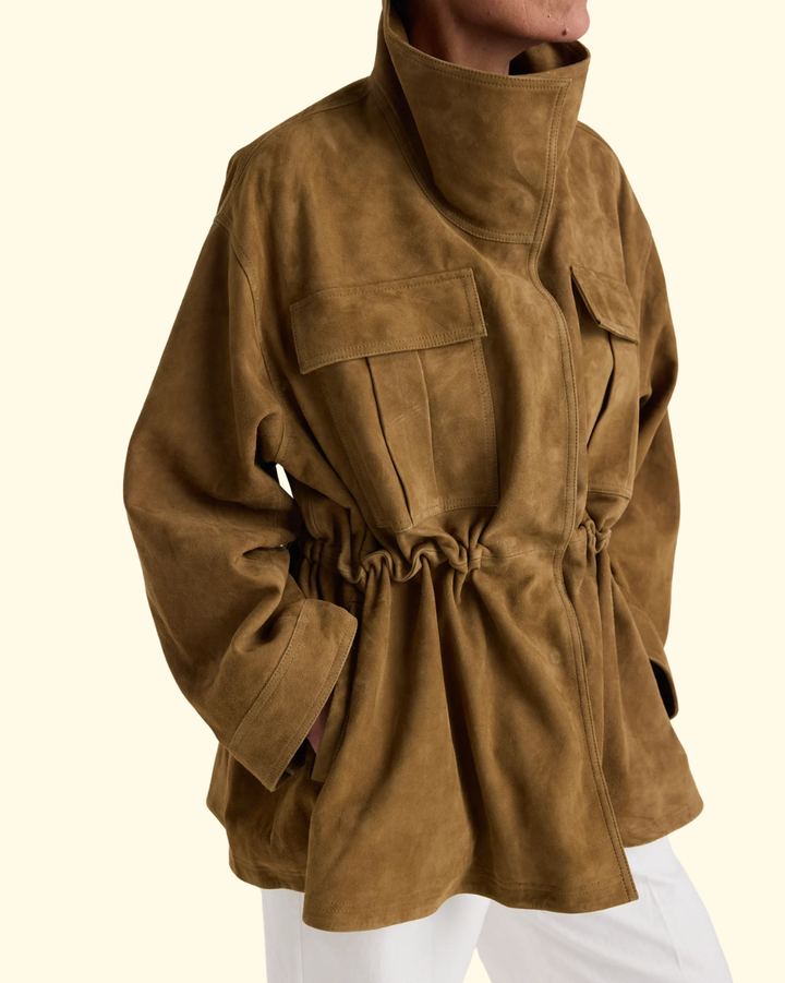 Sculptural Suede Jacket | Sage