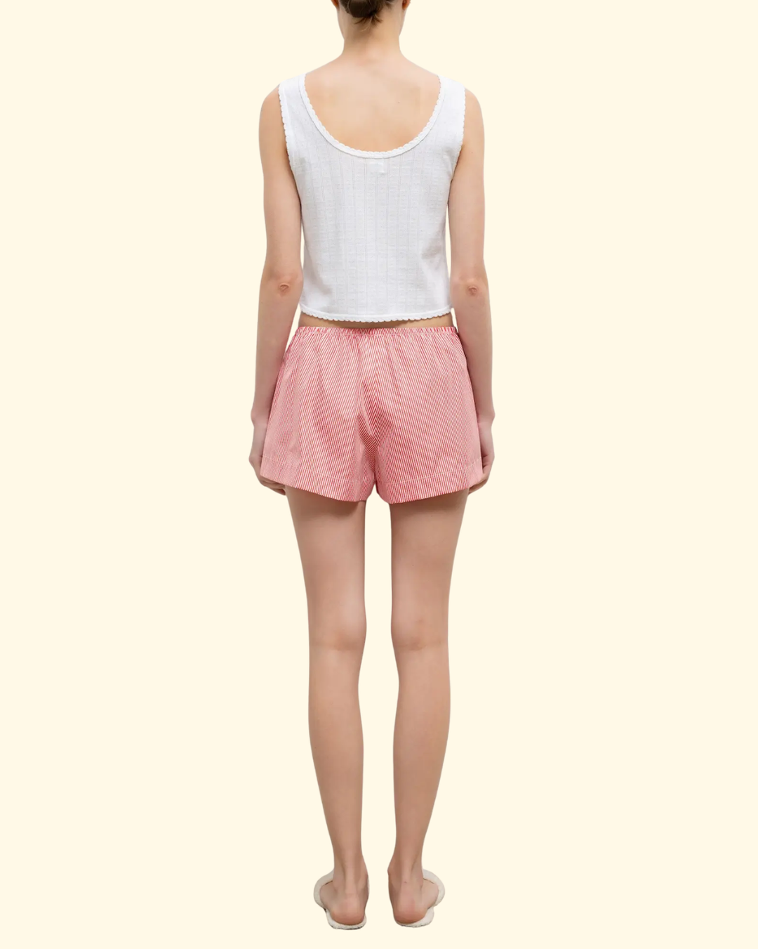Yoshi Stripe Summer Short | Cerise/ White Stripe