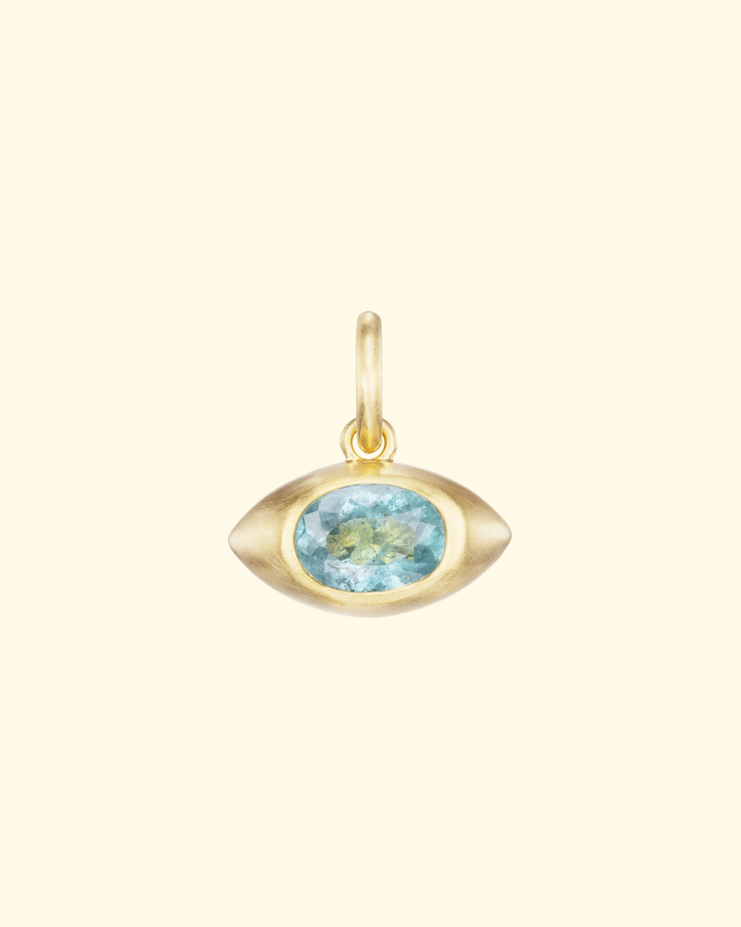 Blue Tourmaline Eye Pendant With Chain | 18k Yellow Gold