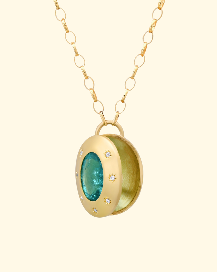 Tourmaline Bloom Locket | 18k Yellow Gold