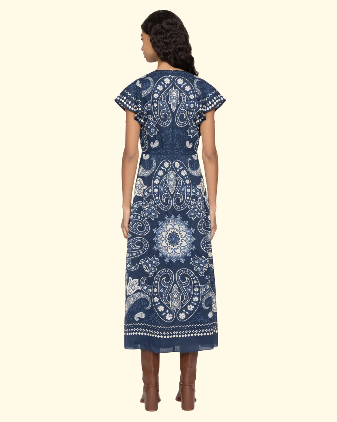 Emelina Print Midi Dress | Navy
