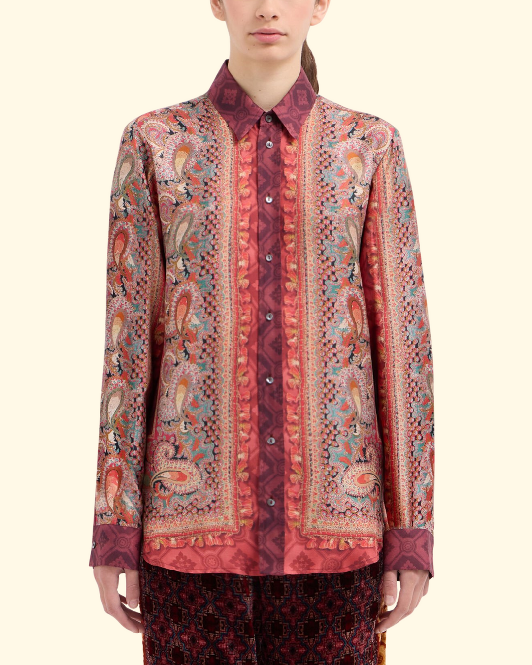 Aloe Long Sleeve Shirt  | Red Multi Color