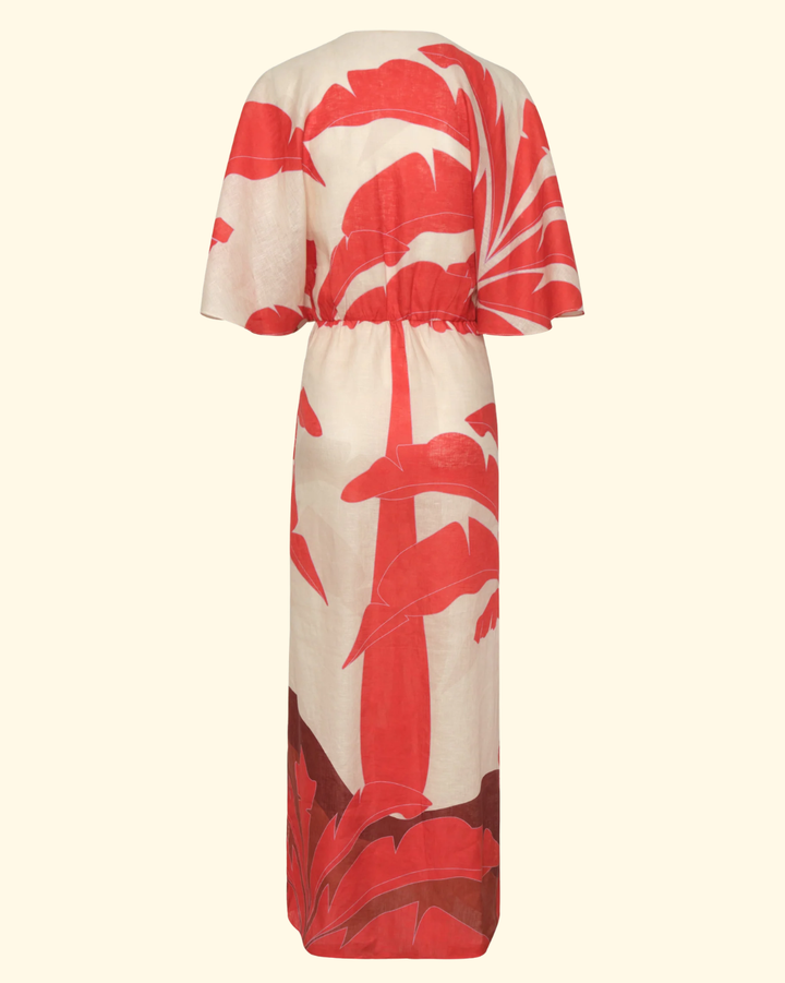 Topacio Linen Midi Tunic Dress | Orange Palms