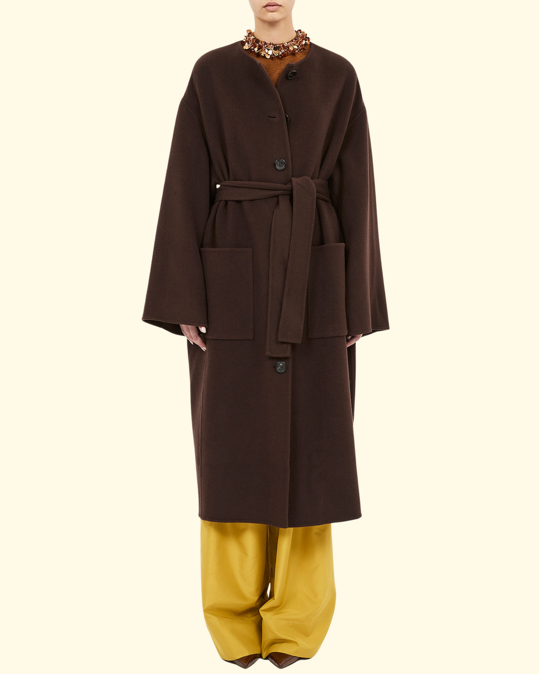 Fernanda Double Faced Wool Oversized Coat | Sable