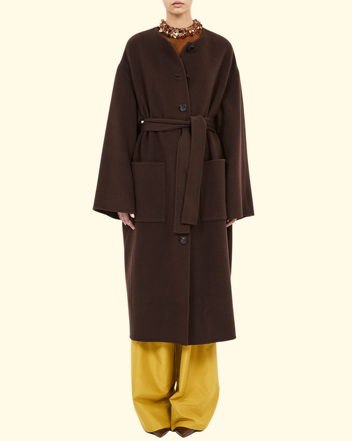 Fernanda Double Faced Wool Oversized Coat | Sable