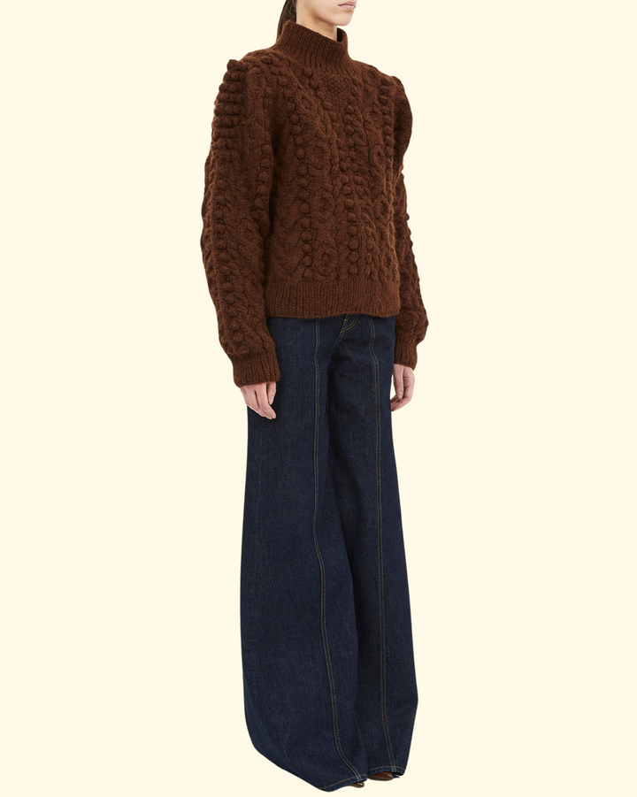 Albia Alpaca Knit Pullover | Mahogany