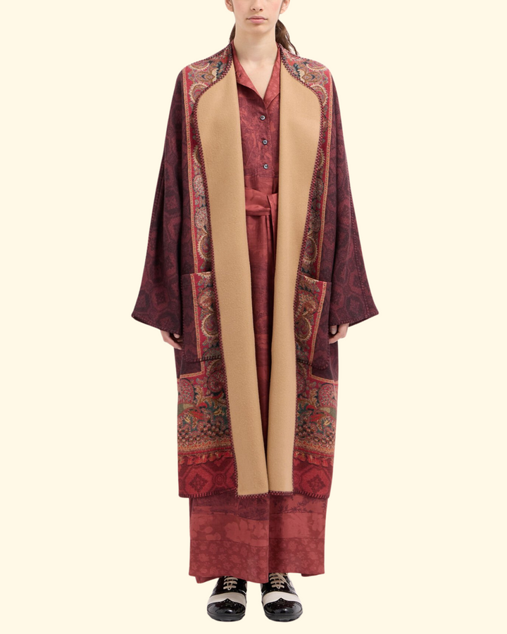 Pancake Kimono Wool | Red Multi Color