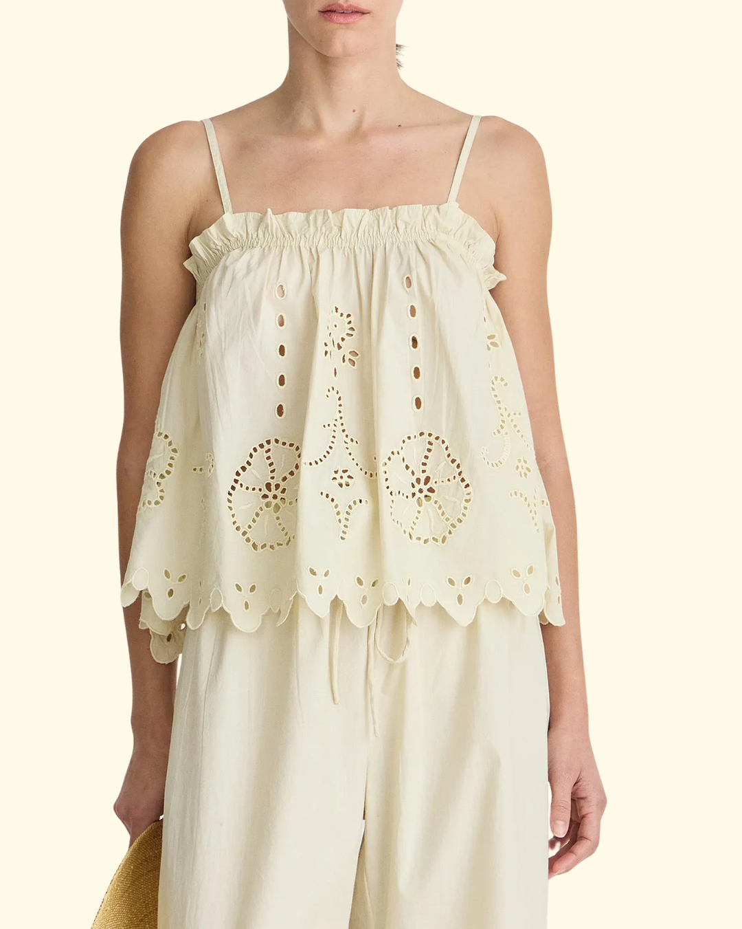 Embroidered Cami Top | Ecru