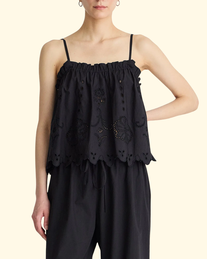 Embroidered Cami Top | Black