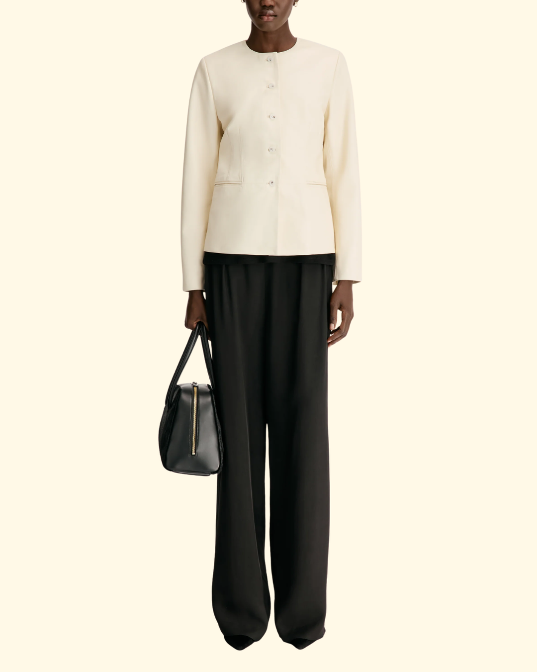 Adea Collarless Jacket | Ivory