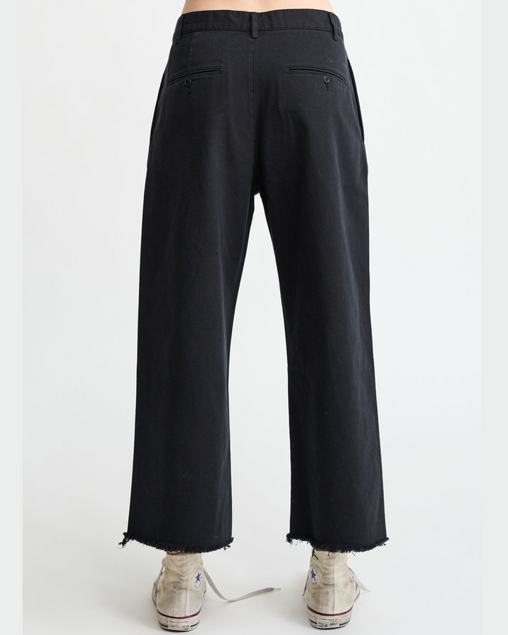 Cropped Double Pleat Wide Leg | Black