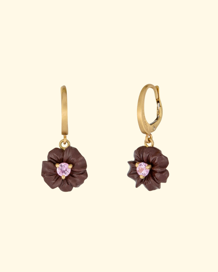 Vesuvian Lava Earrings | Chocolate with Pink Sapphires