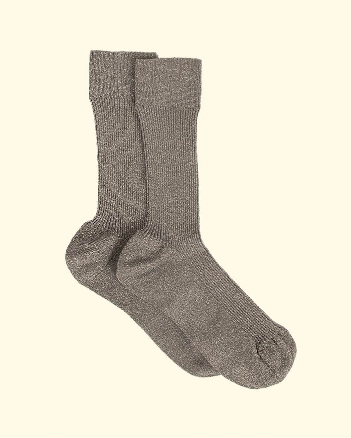 Ribbed Ankle Socks | Brown