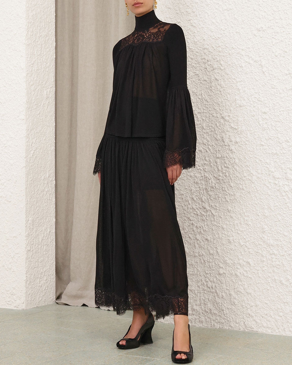 Valiant Lace Maxi Skirt | Black