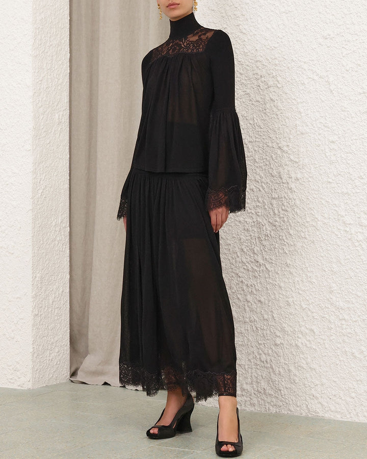 Valiant Lace Maxi Skirt | Black