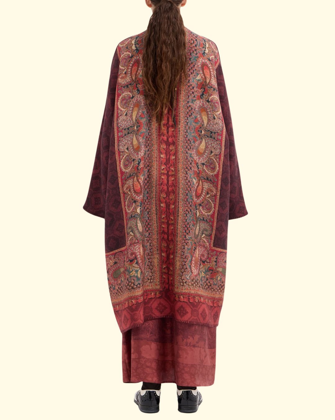 Pancake Kimono Wool | Red Multi Color
