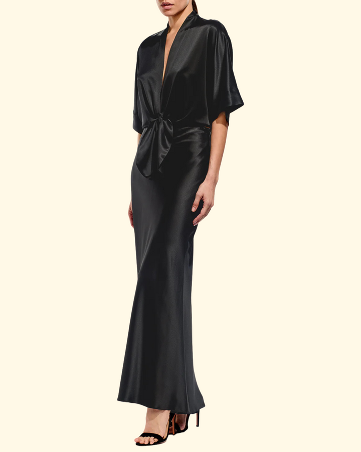 Dolman Tie Front Blouse | Black