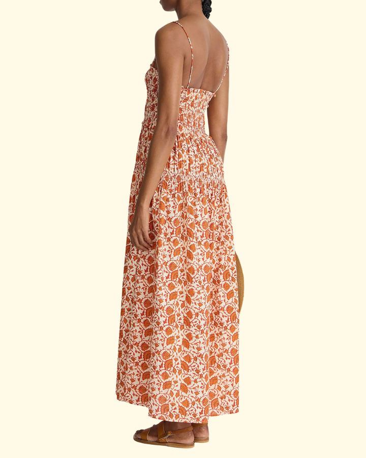 Laloux Smocked Maxi | Night Blooms Sorbet