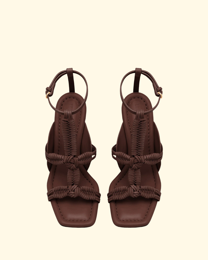 Aiko Macrame High Heel | Chestnut