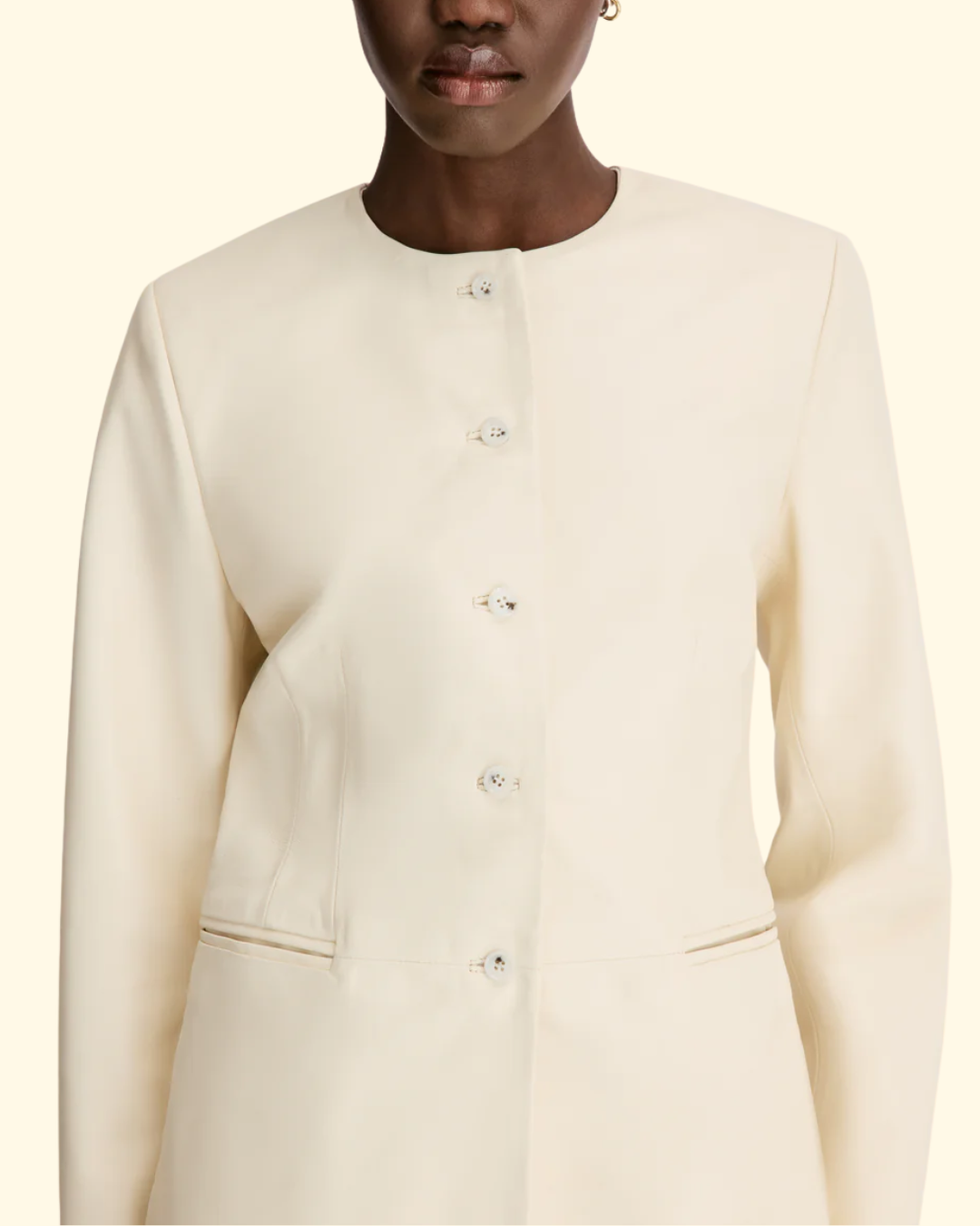 Adea Collarless Jacket | Ivory
